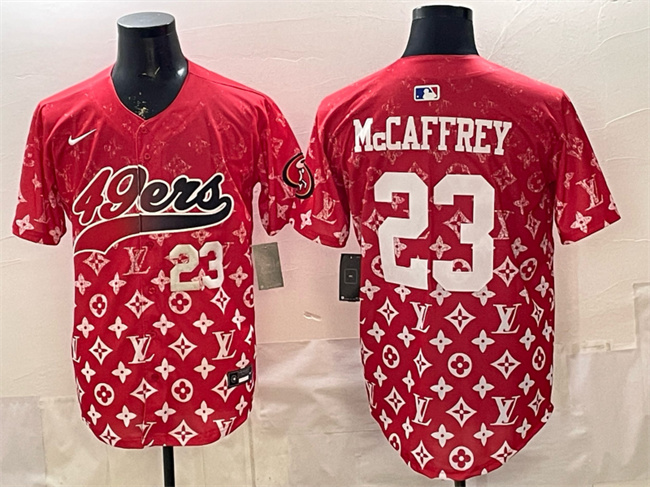 Men's Red San Francisco 49ers #23 Christian McCaffrey Limited Stitched Baseball Jersey